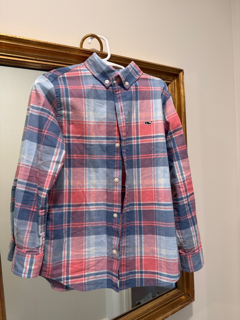 Vineyard Vines Blue and Pink Plaid Button-Up Shirt
